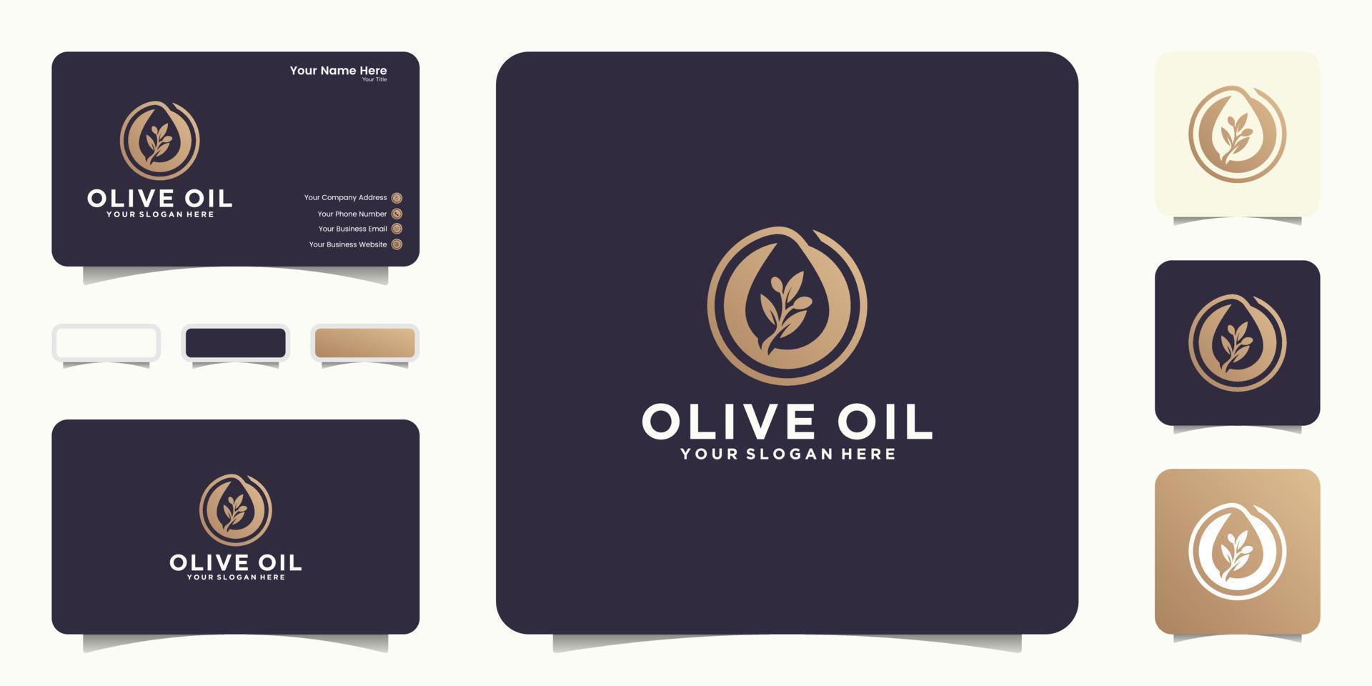 inspiración para el diseño del logotipo de la planta de olivo e inspiración para tarjetas de visita vector