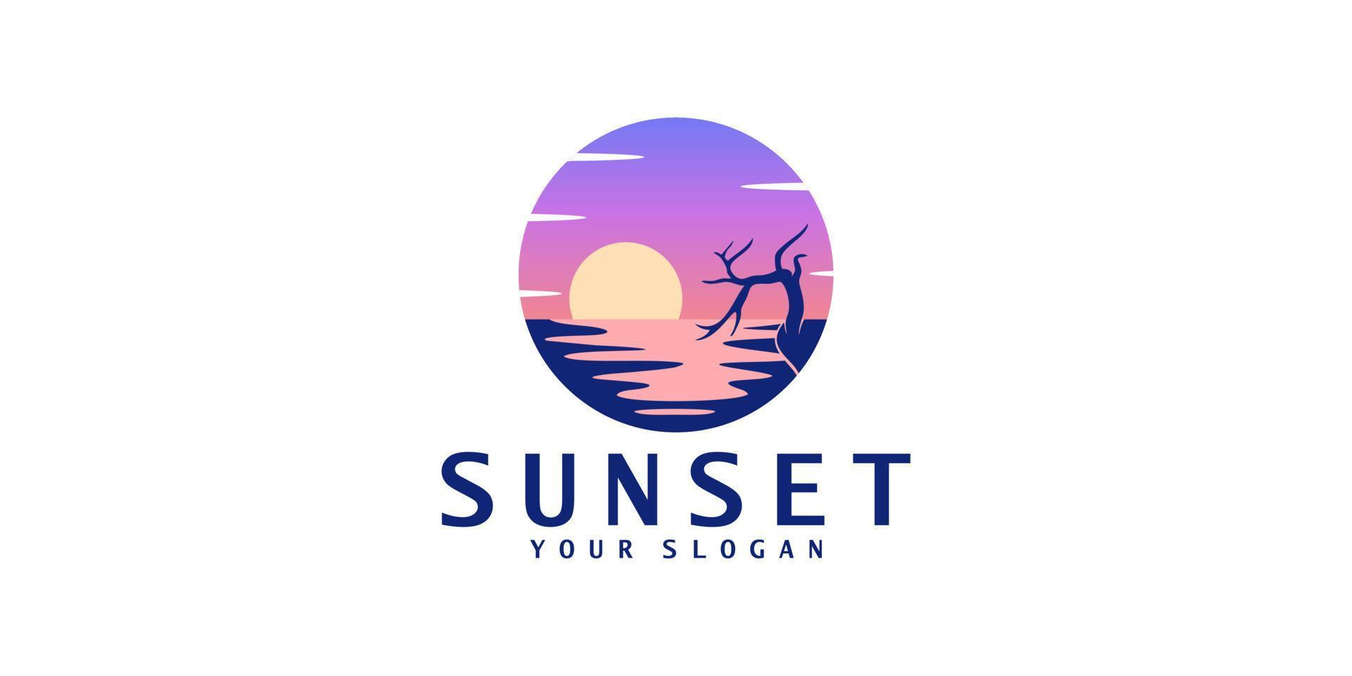 Exotic Sunset logo design template vector