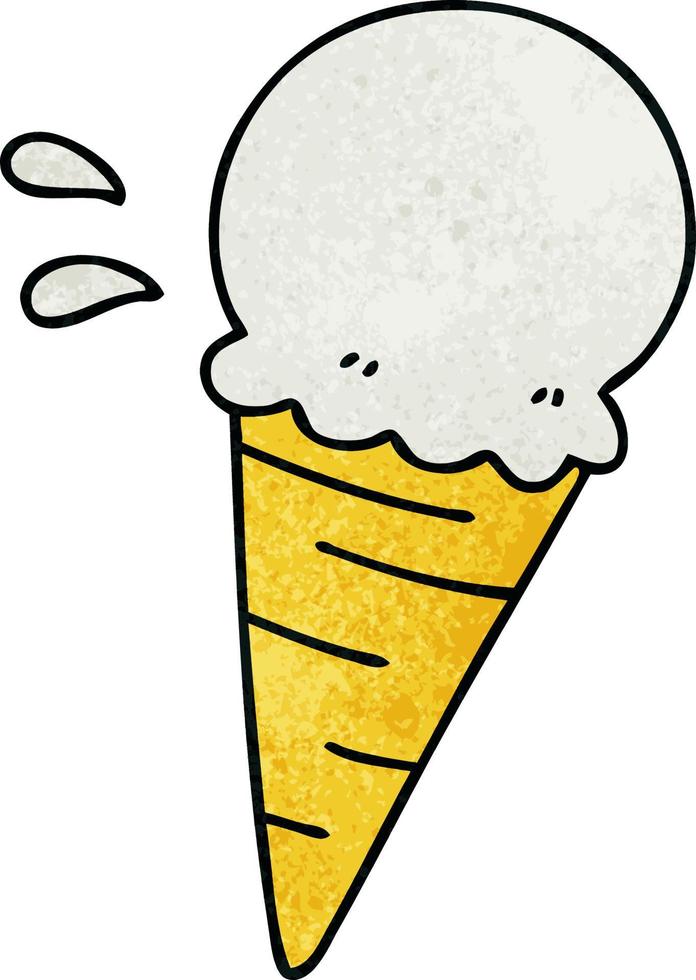 quirky hand drawn cartoon vanilla ice cream vector