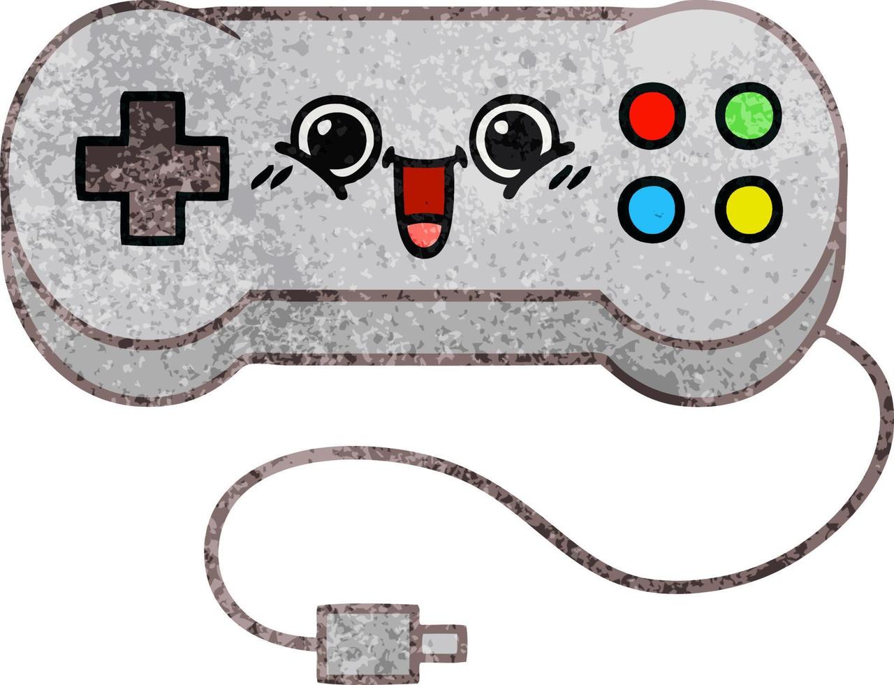 retro grunge texture cartoon game controller vector