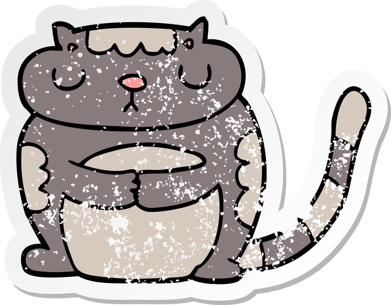 distressed sticker of a cute cartoon cat vector