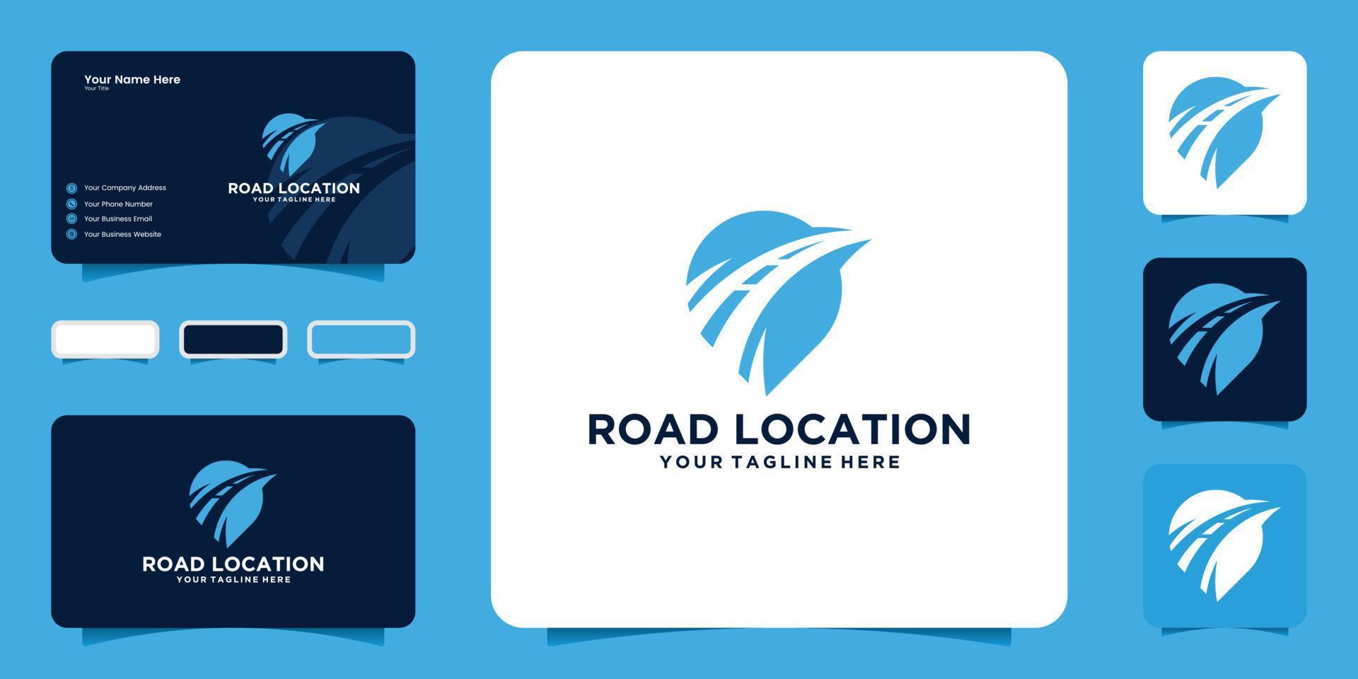 road location logo design inspiration, circuit location and business card vector