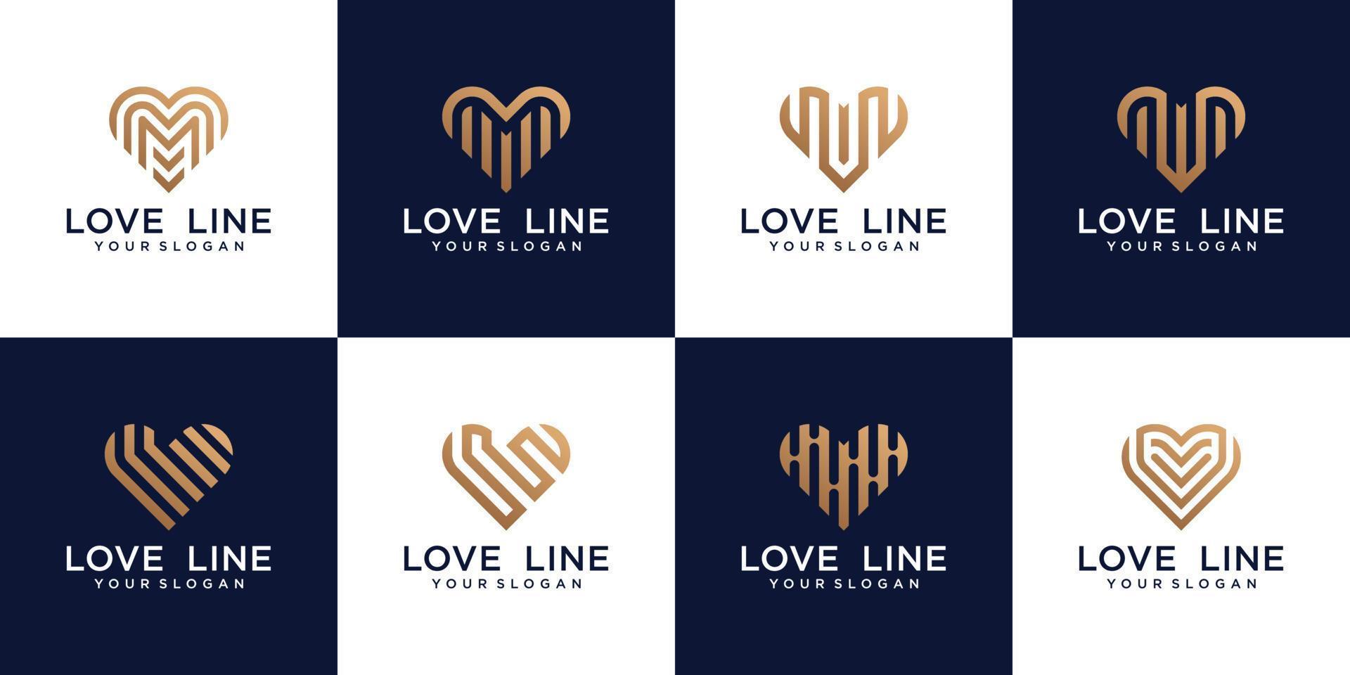 heart,love logo collection with line style vector