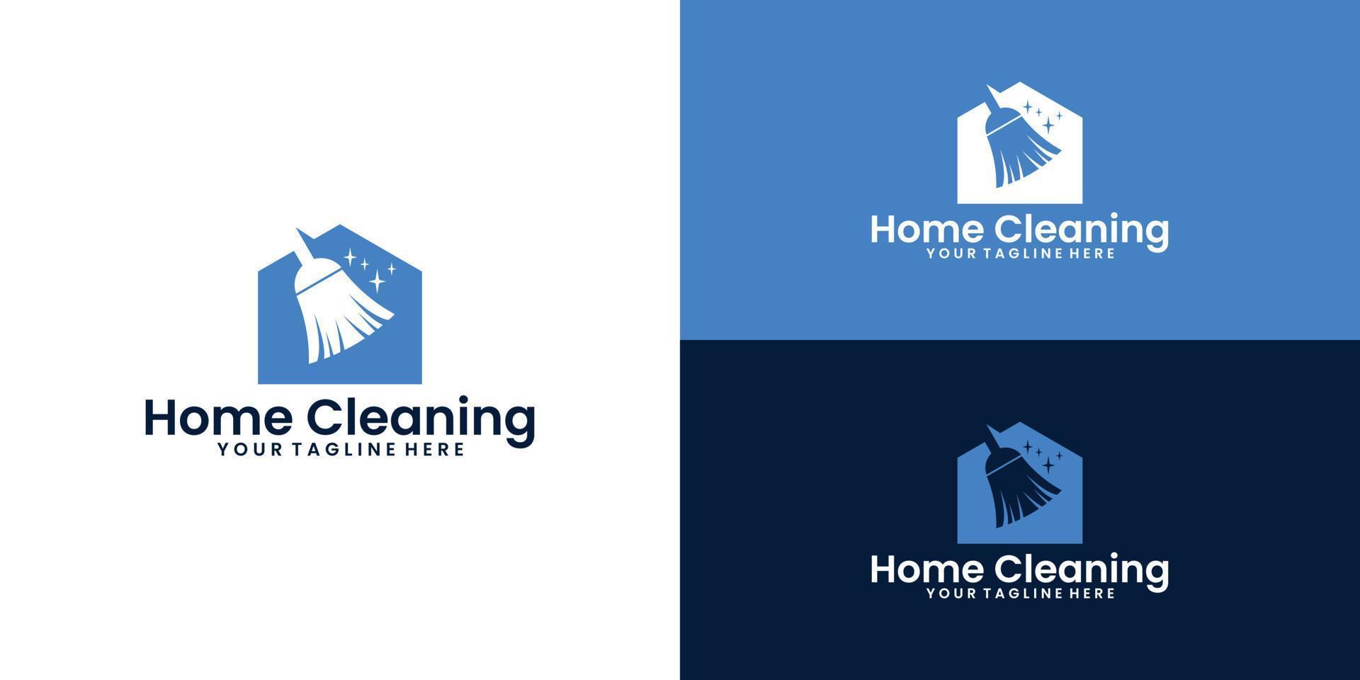 inspiration for a broom house logo design, a clean house and a business card vector