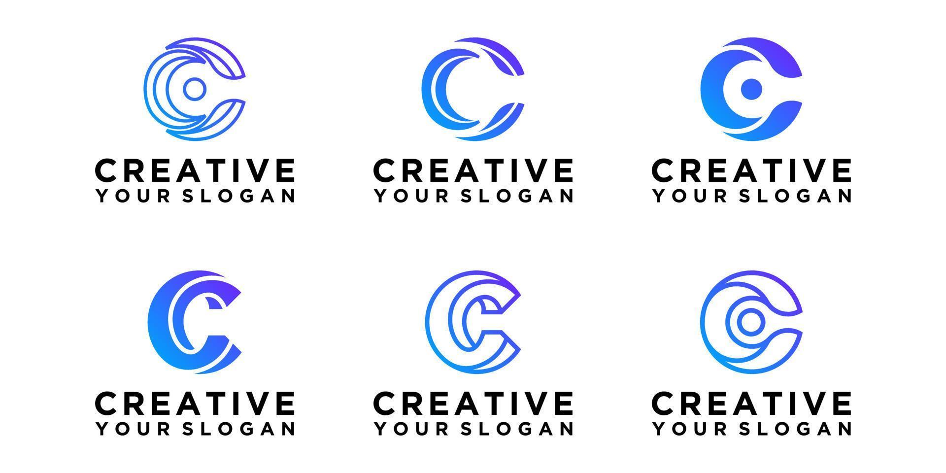 collection of letter C logos vector