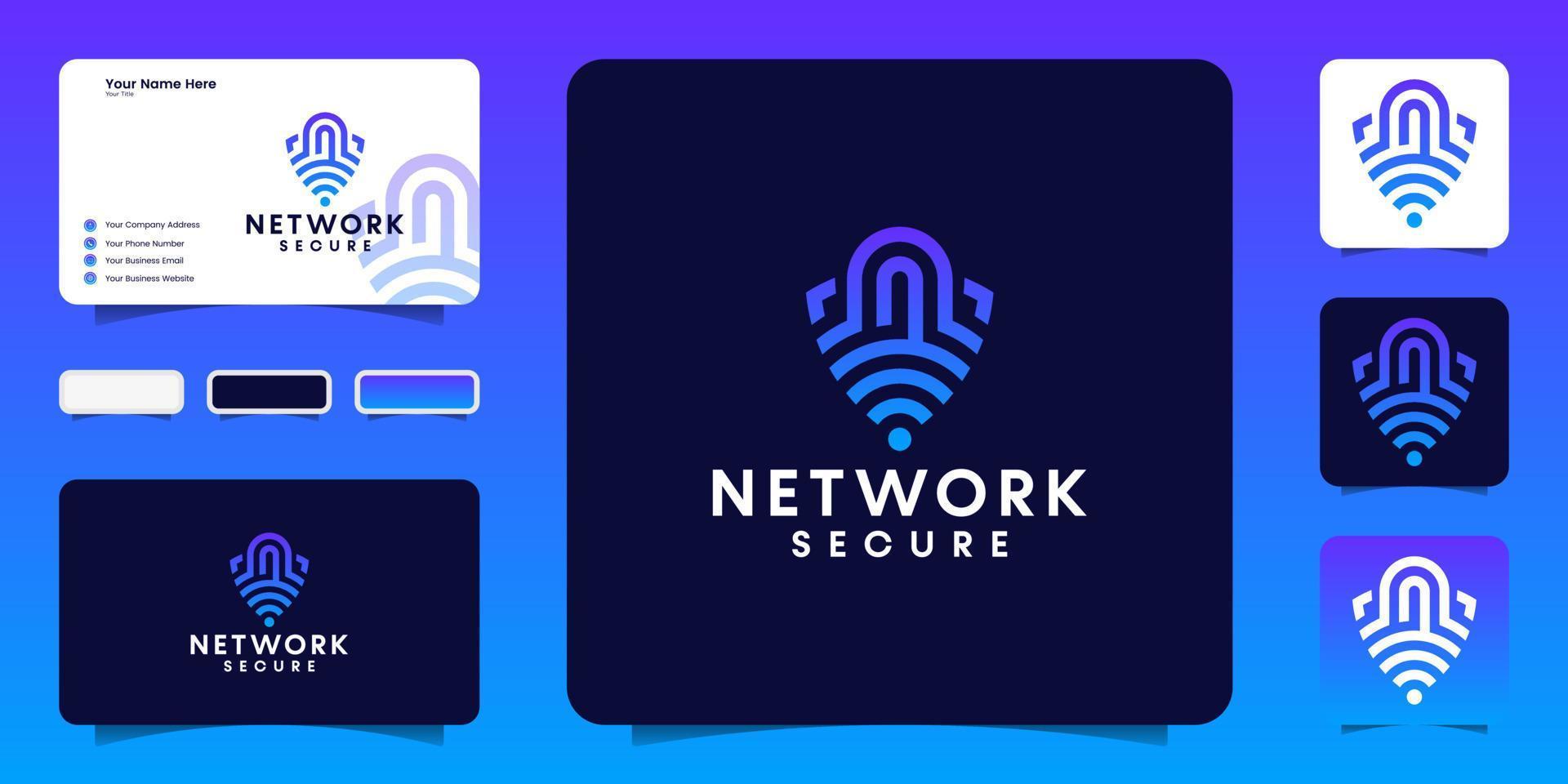 network security logo design and business card inspiration vector