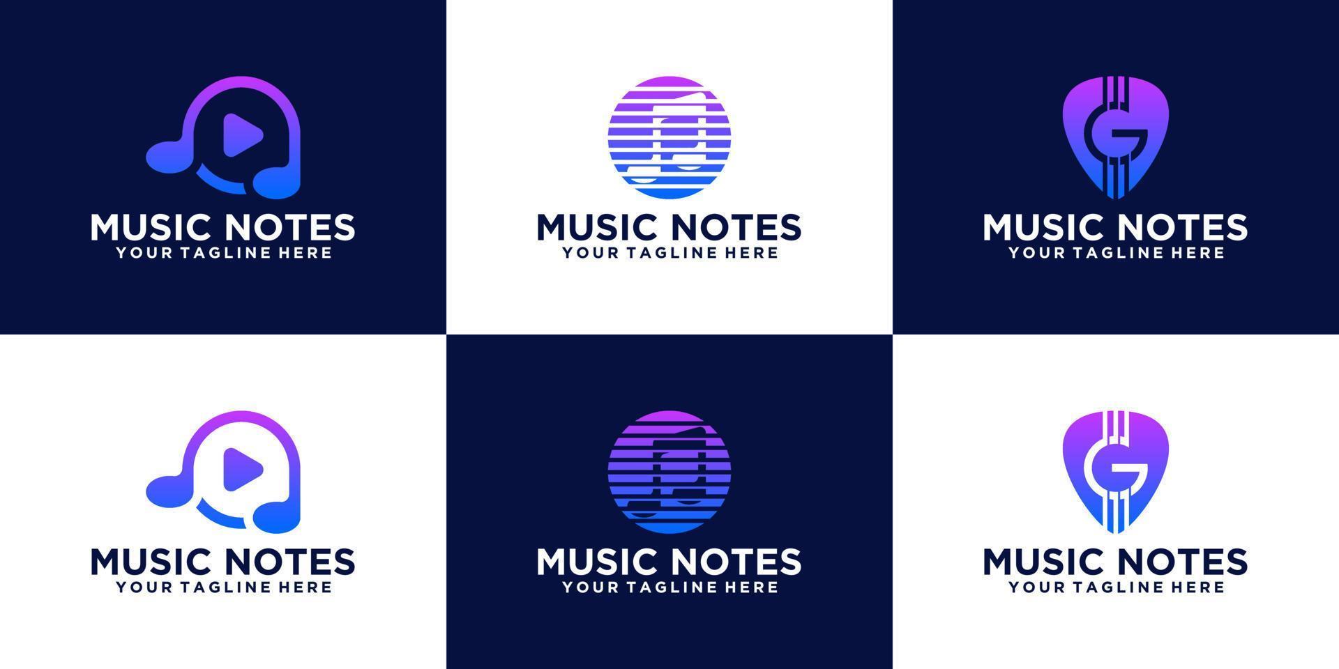 inspiración de la colección de logotipos de música creativa vector