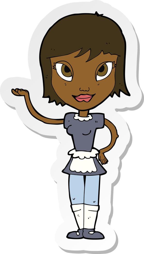 sticker of a cartoon maid vector