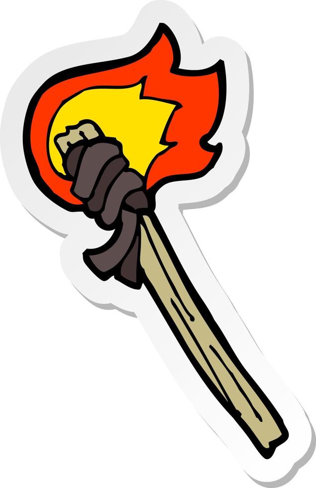 sticker of a cartoon burning torch vector