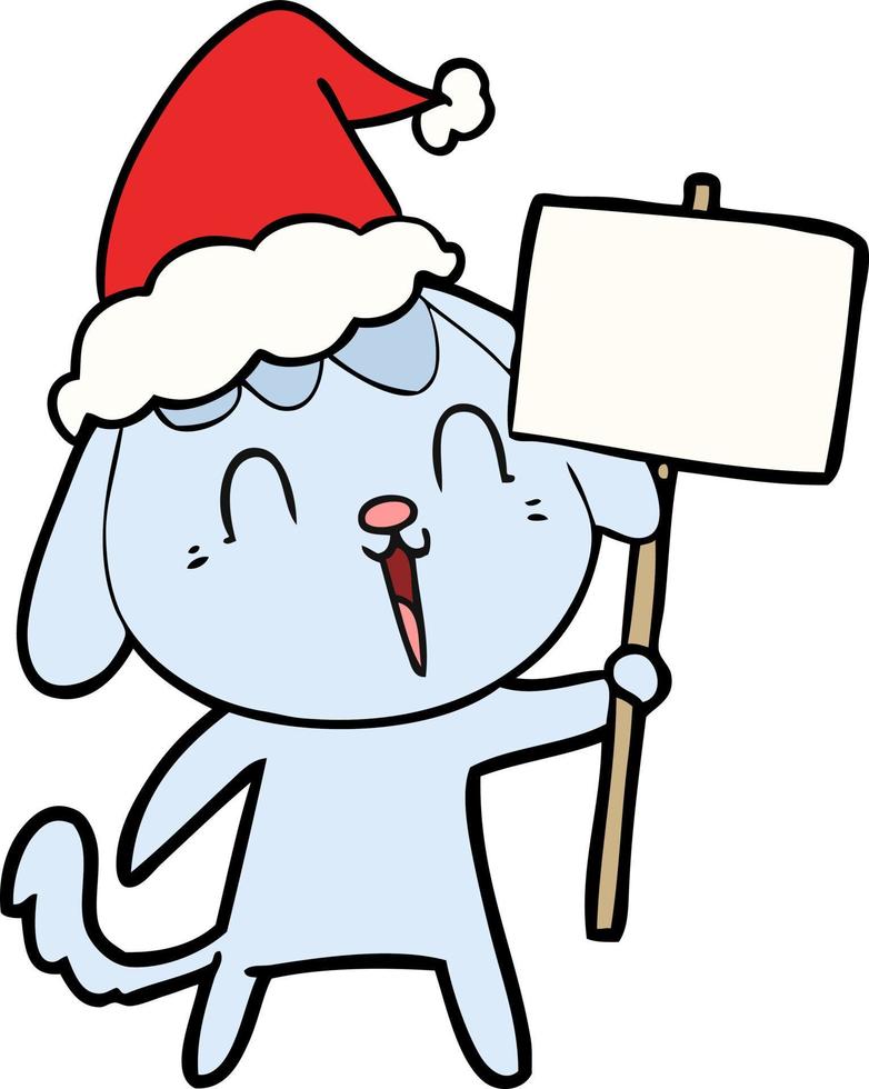 cute line drawing of a dog wearing santa hat 10261069 Vector Art at