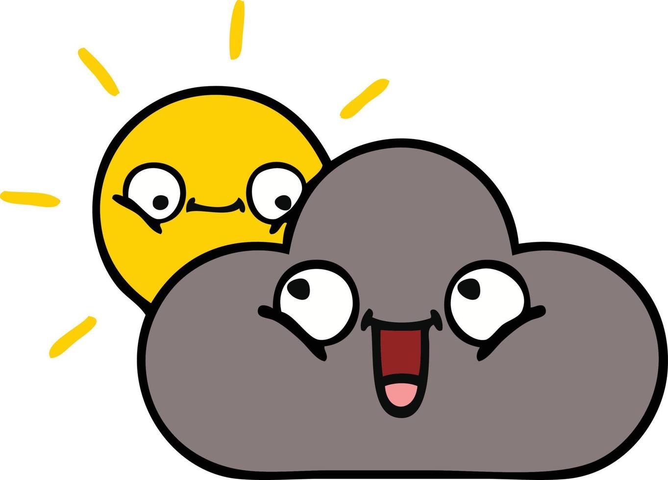 cute cartoon storm cloud and sun vector