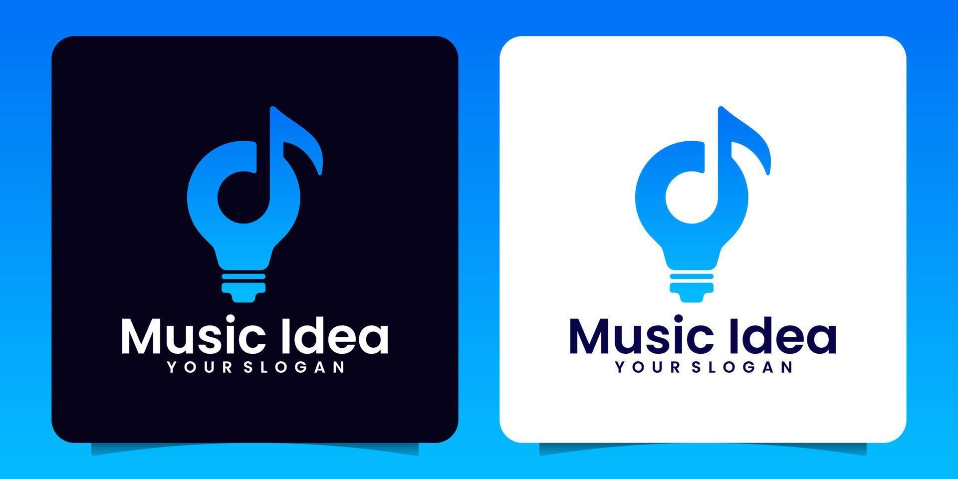 Bulb music notes idea logo template vector