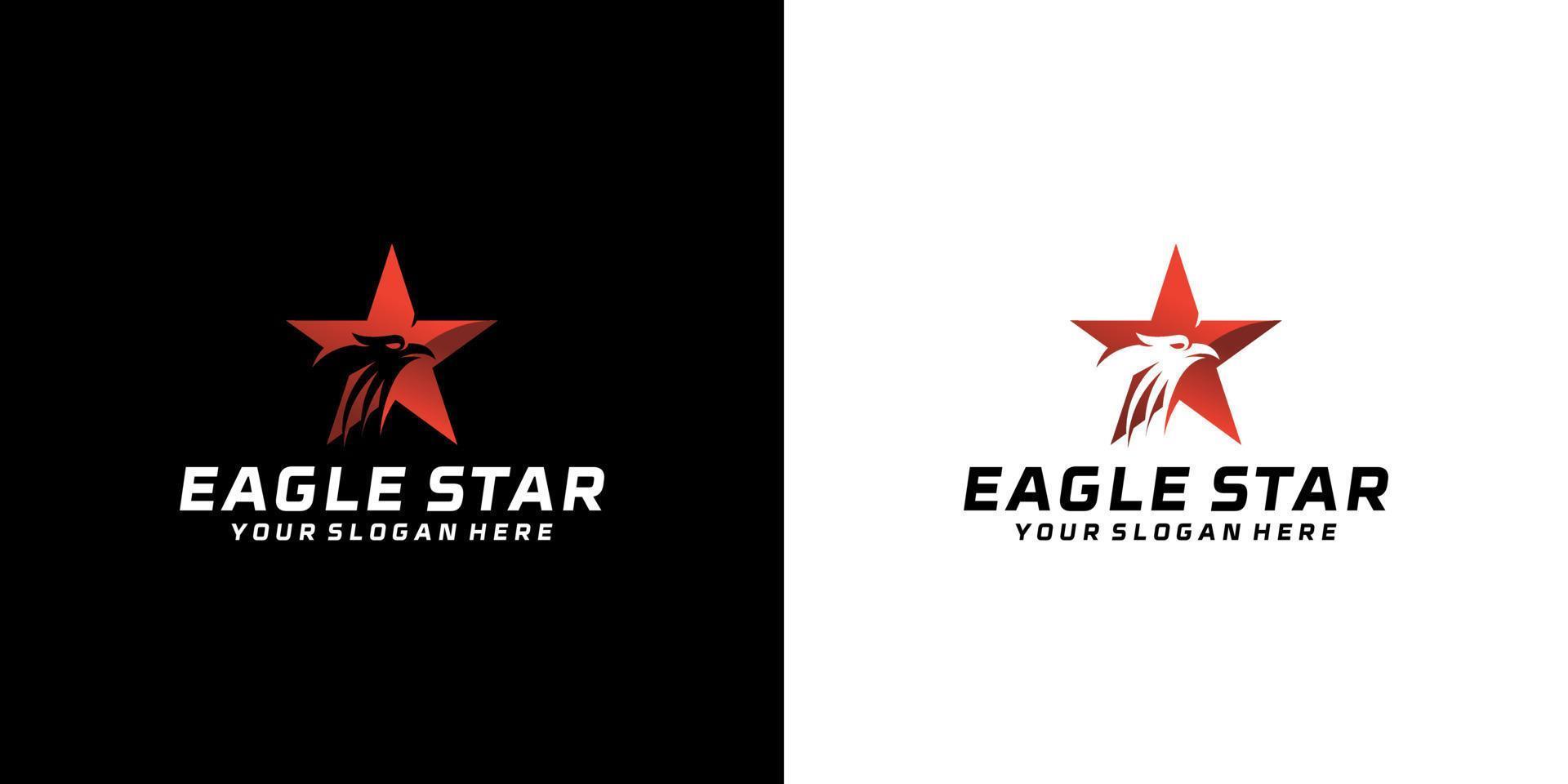 diseño de logotipo estrella con silueta de cabeza de águila vector