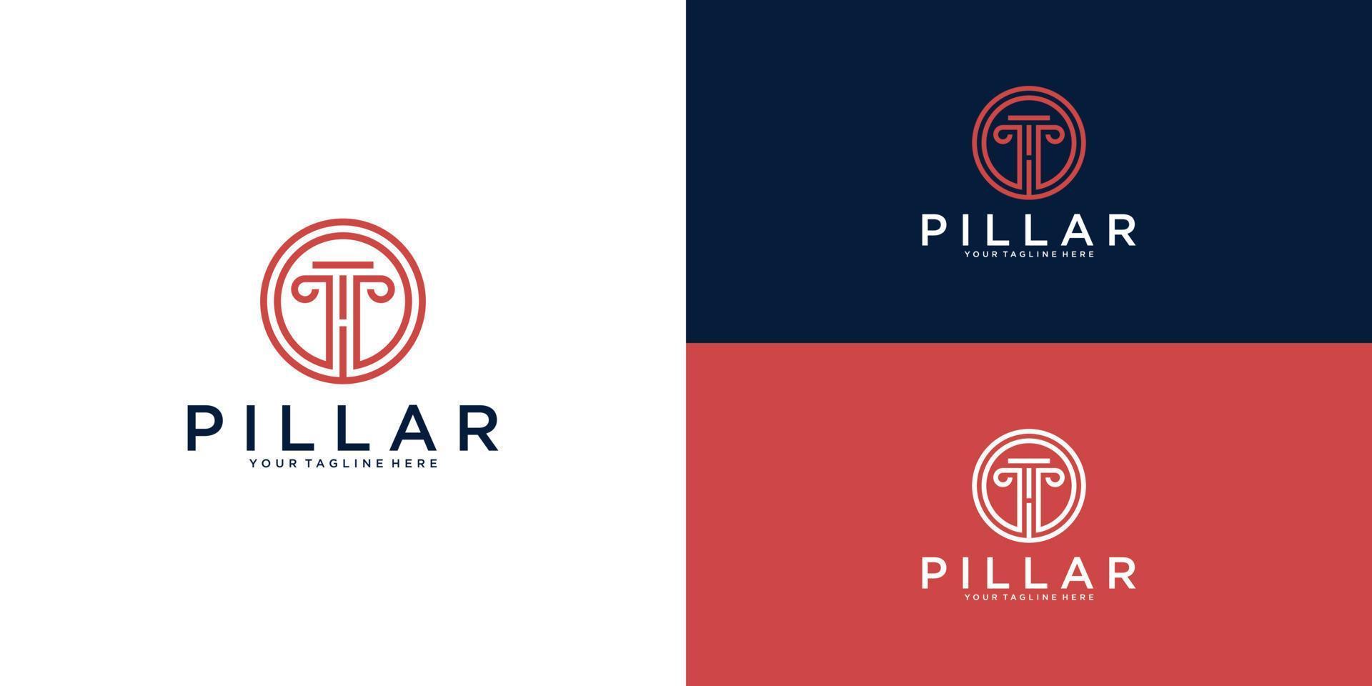 pillar logo with negative space initial letter H and circle vector