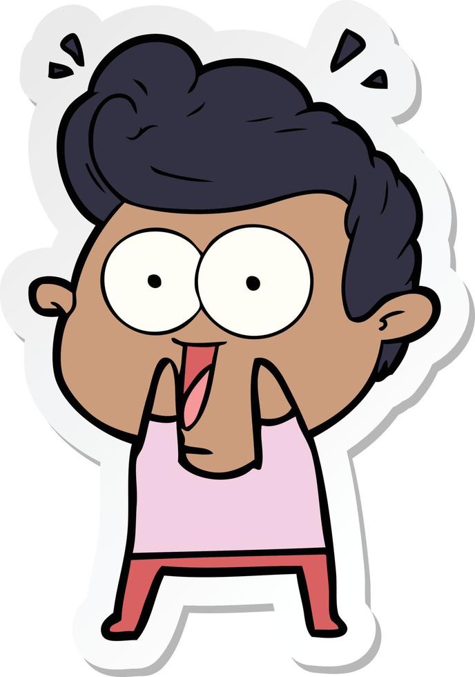sticker of a cartoon excited man vector
