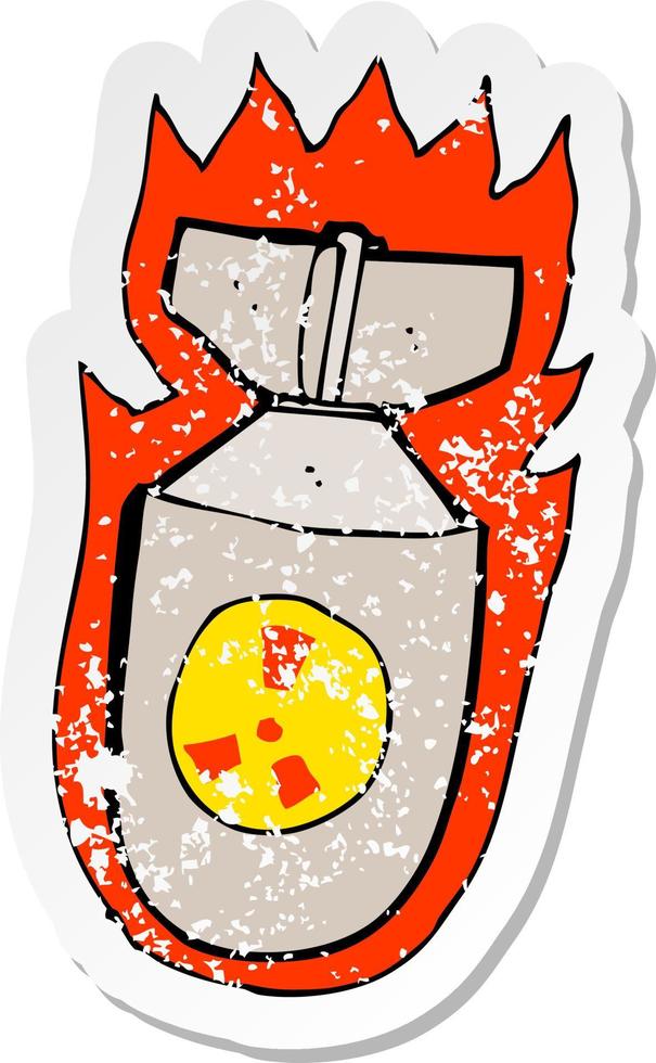 retro distressed sticker of a cartoon flaming bomb vector