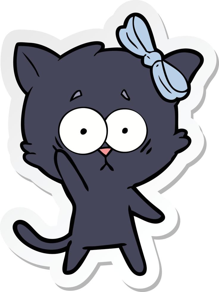 sticker of a cartoon cat vector