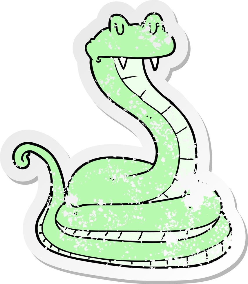 pegatina angustiada de una serpiente de dibujos animados vector