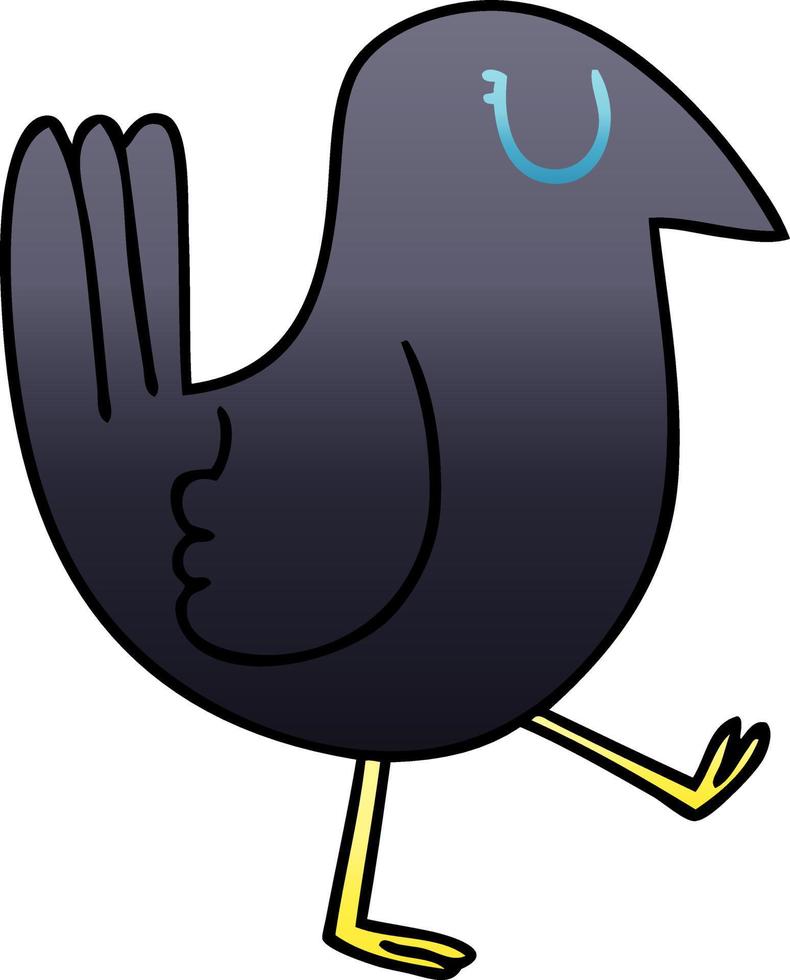 quirky gradient shaded cartoon crow vector