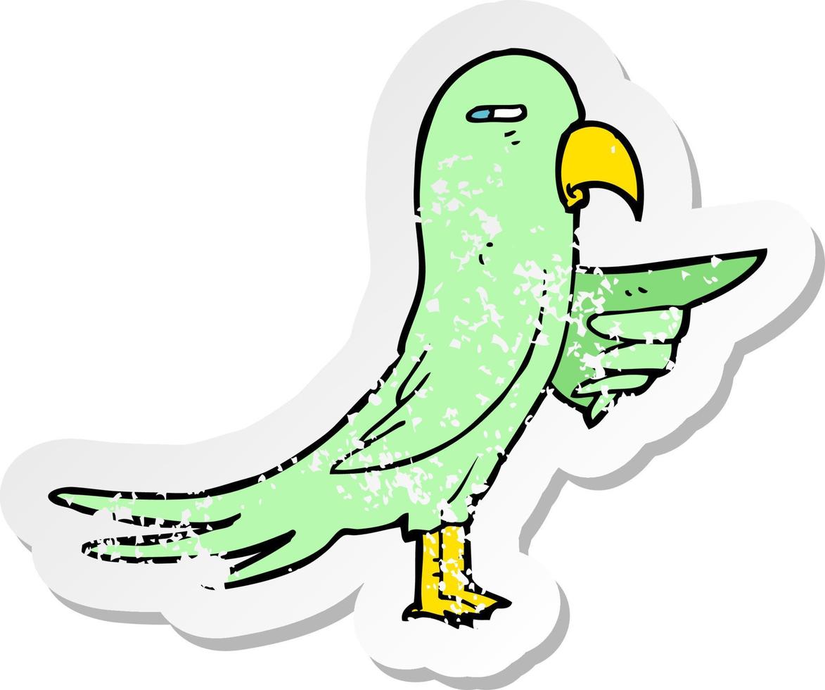 retro distressed sticker of a cartoon parrot vector