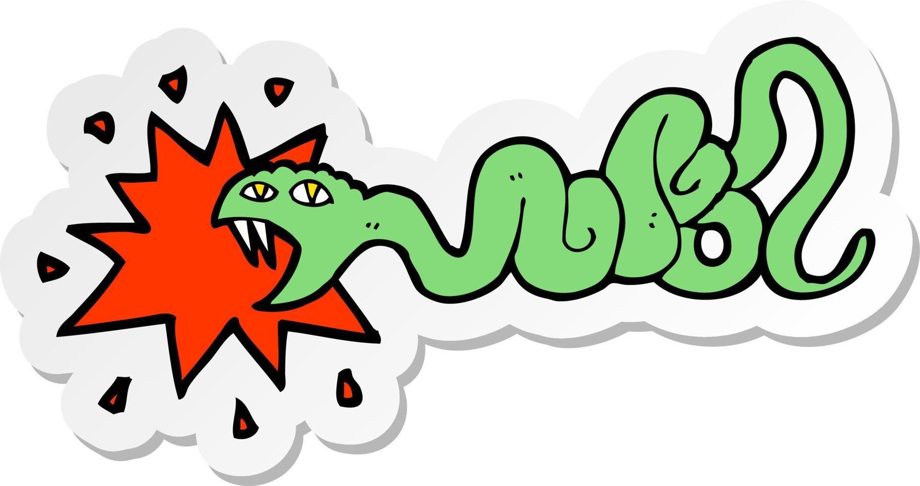 sticker of a cartoon biting snake vector