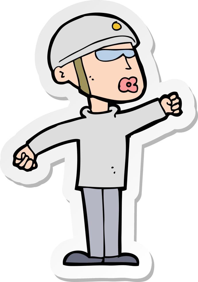 sticker of a cartoon security guy vector