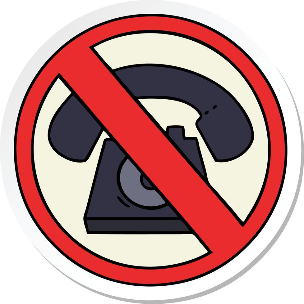 sticker of a cute cartoon no phones allowed sign vector