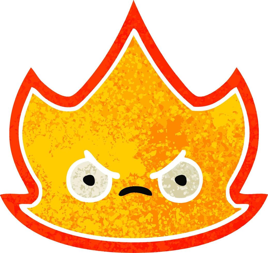 retro illustration style cartoon fire flame vector