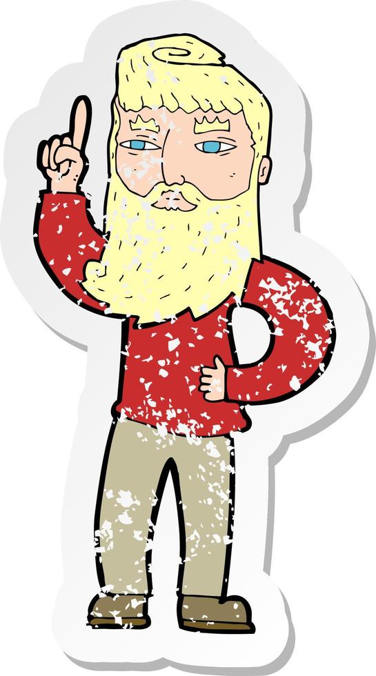 retro distressed sticker of a cartoon man with idea vector