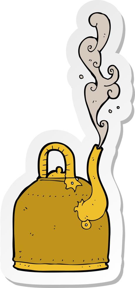 sticker of a old iron kettle cartoon vector