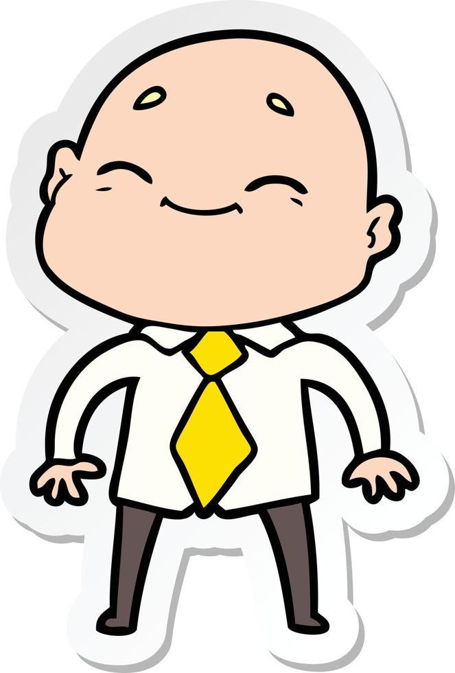 sticker of a happy cartoon bald man vector