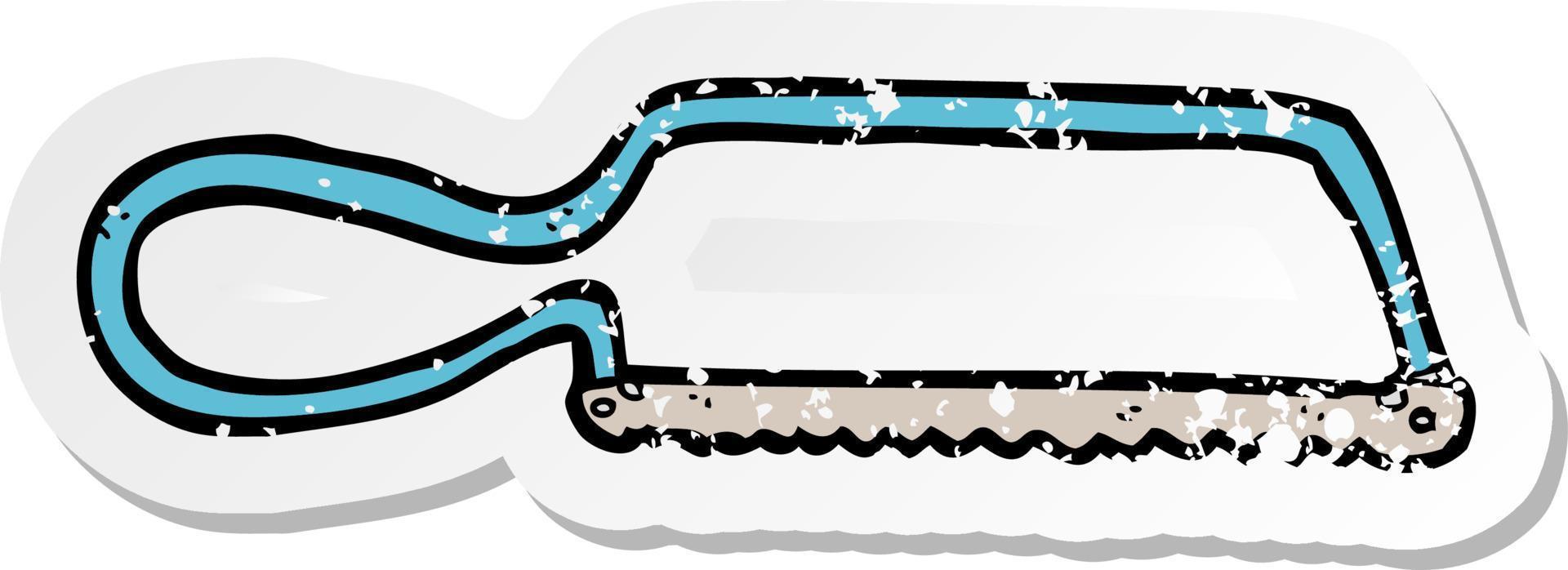 retro distressed sticker of a cartoon hacksaw vector