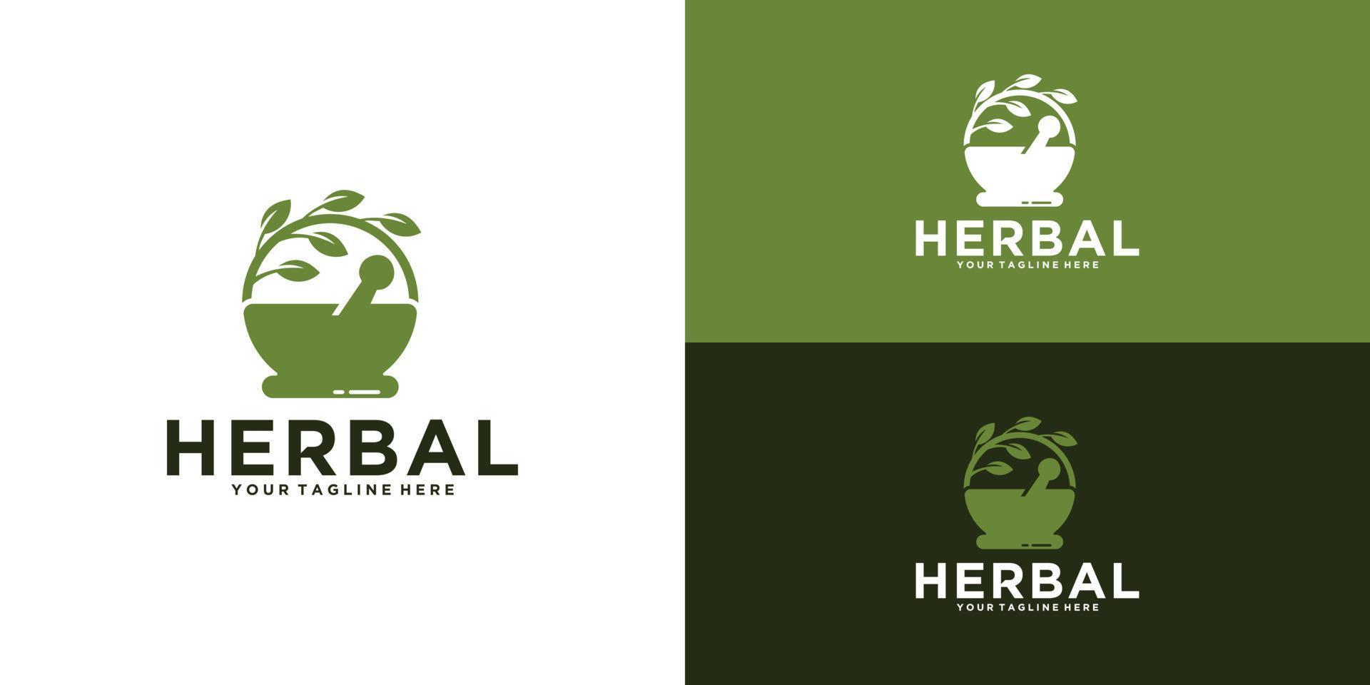 diseño de logotipo de hoja de hierbas naturales vector