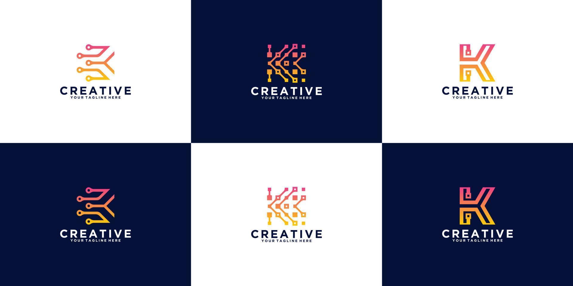 abstract initial letter K logo design collection vector