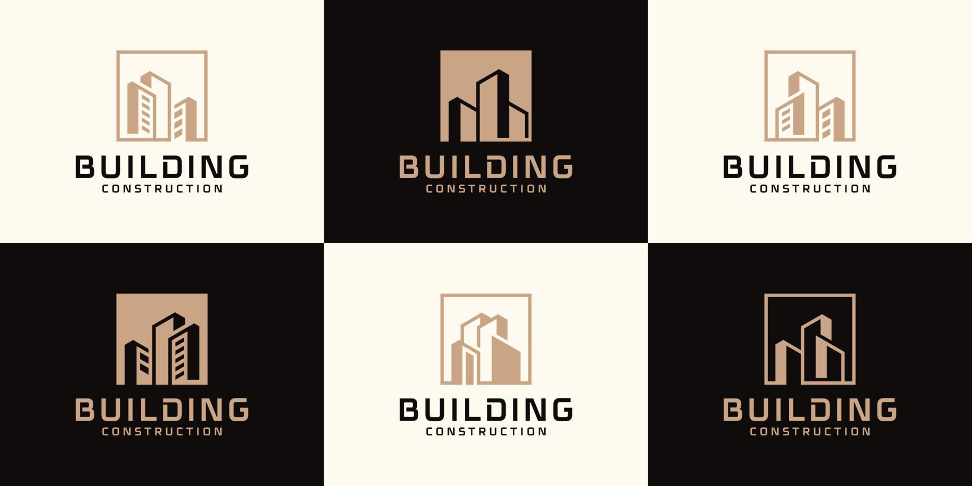 conjunto de plantilla de logotipo de edificio abstracto vector