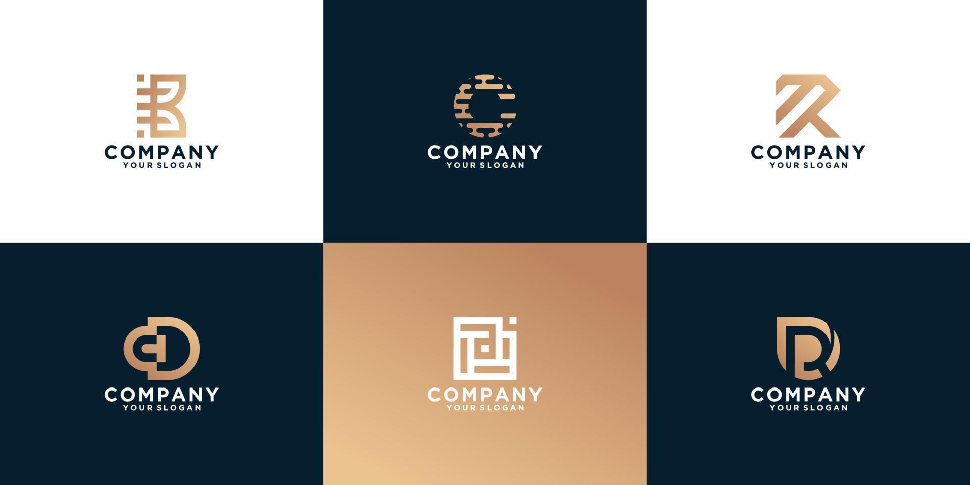 set of monogram abstract logo design template vector