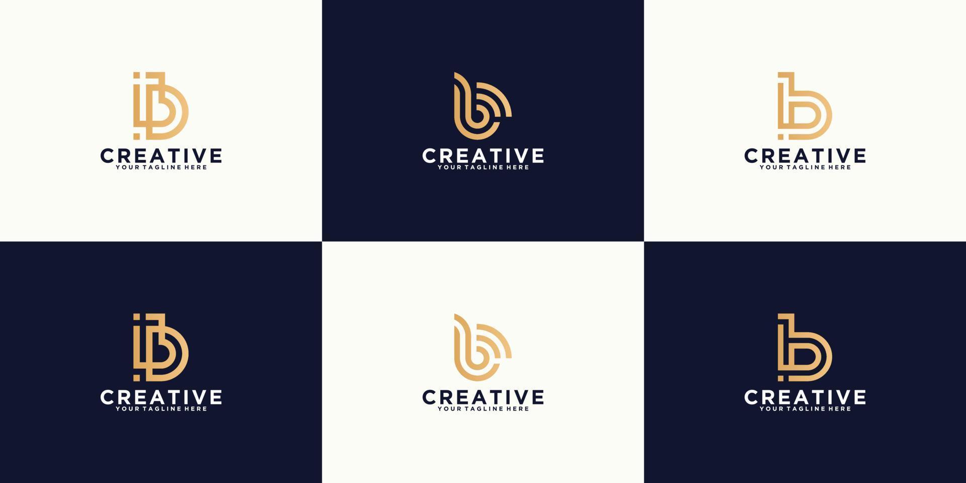 una colección de iniciales de diseño de logotipo inspirador monograma letra b, monograma moderno y minimalista vector