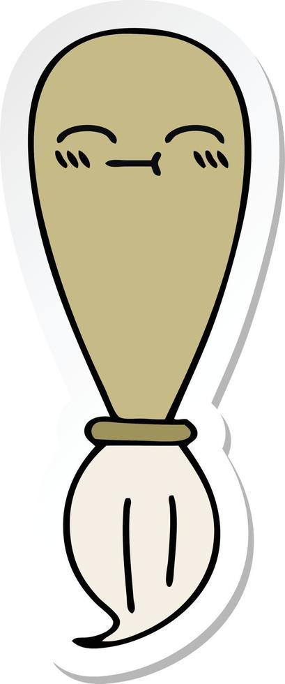 sticker of a cute cartoon paint brush vector