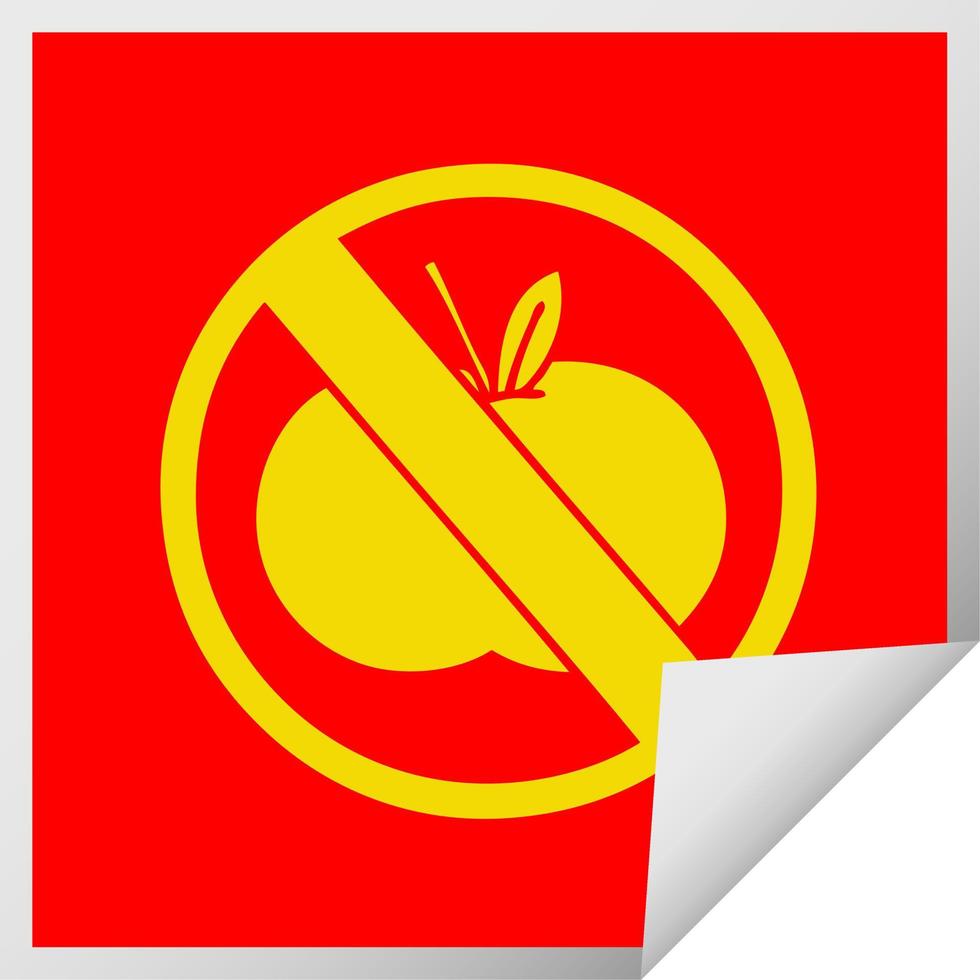 square peeling sticker cartoon no fruit allowed sign vector