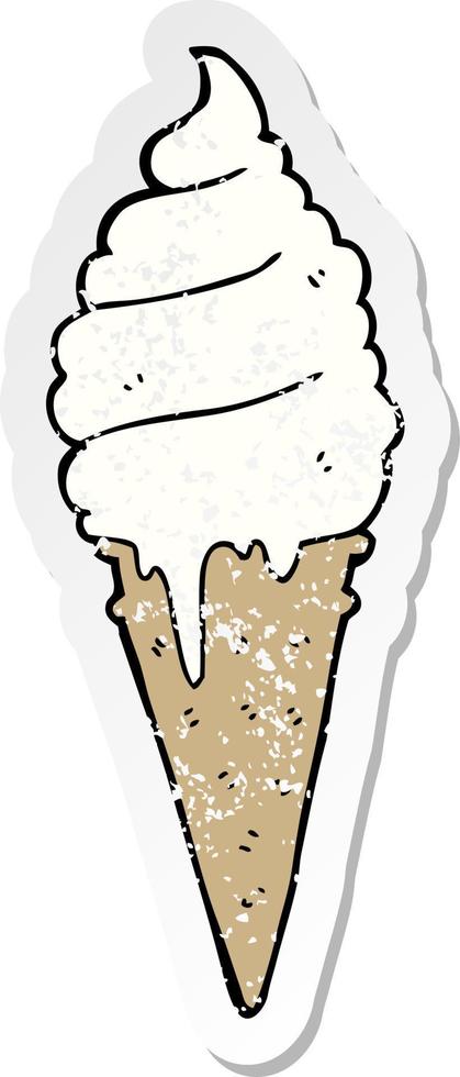 distressed sticker of a cartoon ice cream vector
