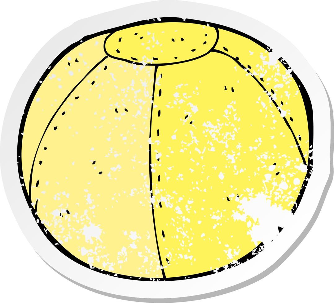 retro distressed sticker of a cartoon stitched football vector
