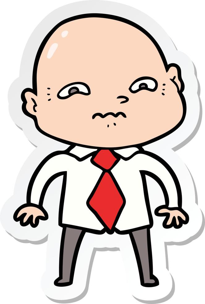 sticker of a cartoon nervous man vector