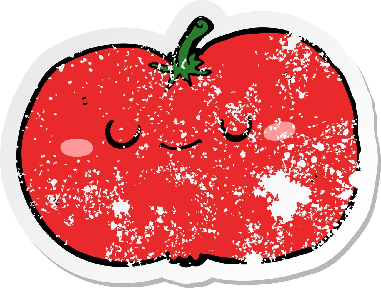 distressed sticker of a cartoon apple vector