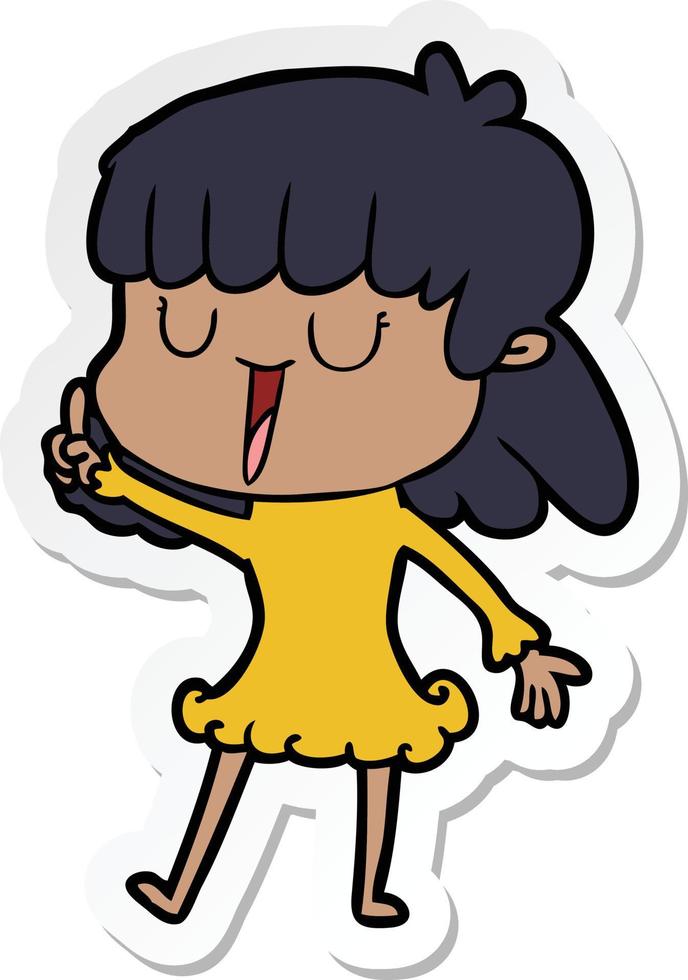 sticker of a cartoon woman vector