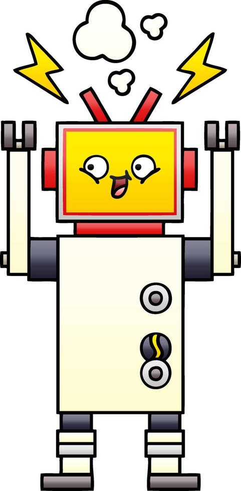 gradient shaded cartoon dancing robot vector