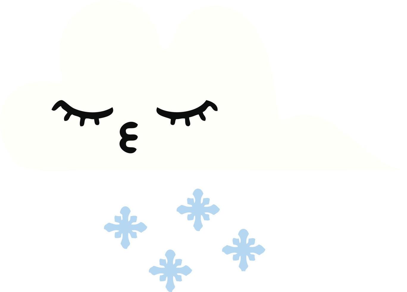 flat color retro cartoon snow cloud vector