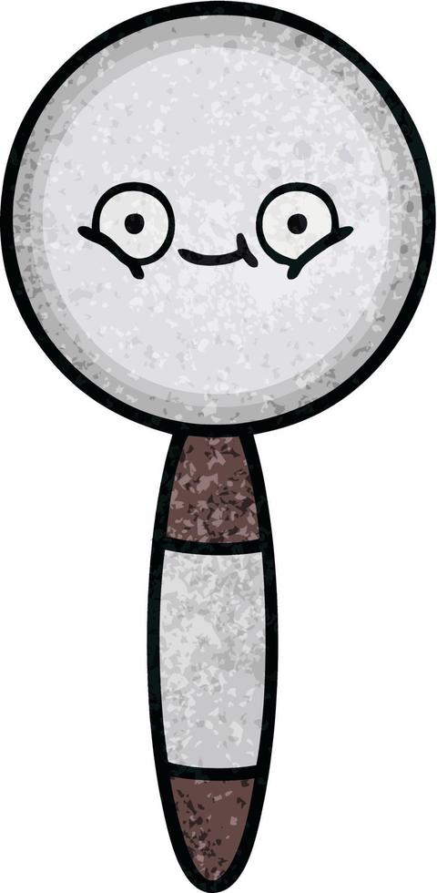 retro grunge texture cartoon magnifying glass vector