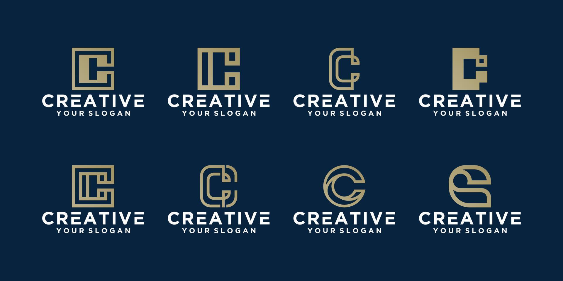 Set of creative monogram letter c logo design inspiration template for consulting, initials, financial companies vector