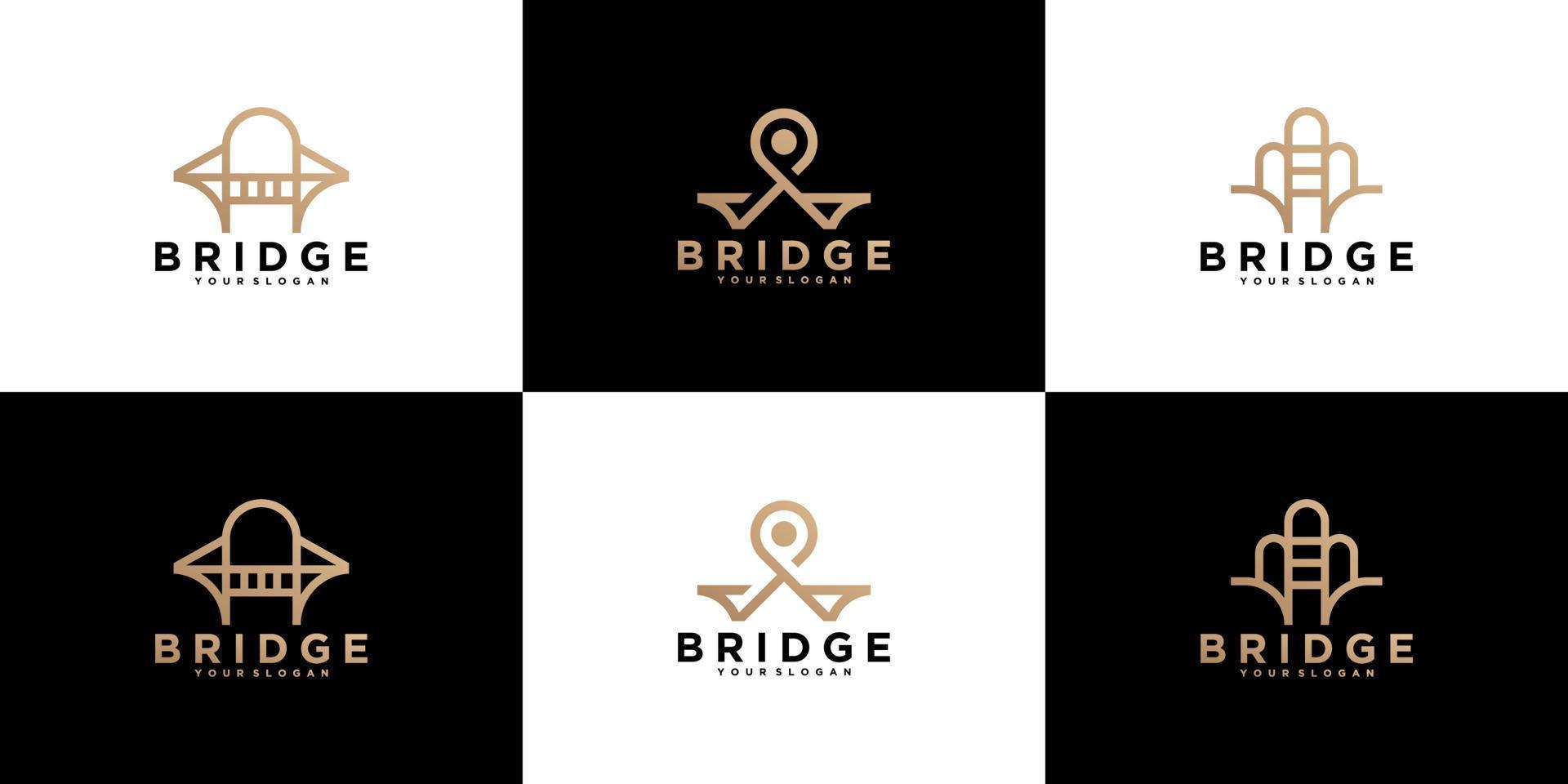 collection, abstract bridge building logo vector