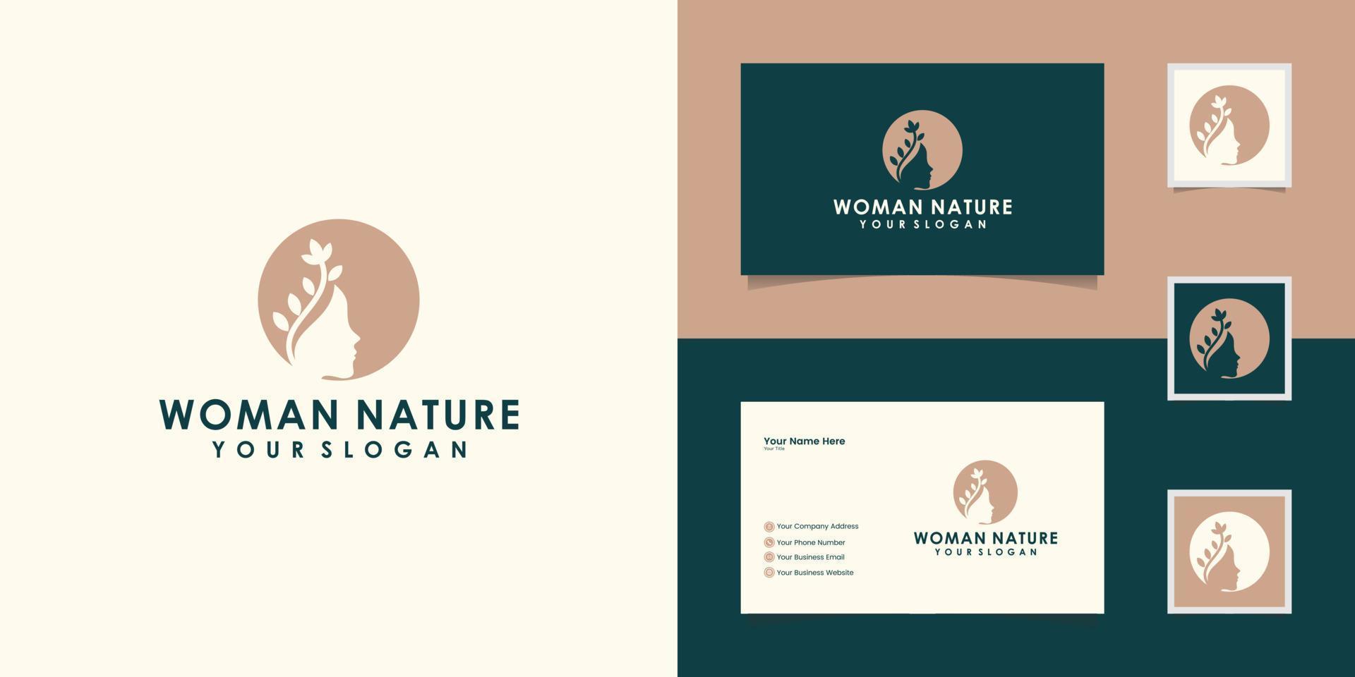 Woman logo with beauty gradient concept and business vector